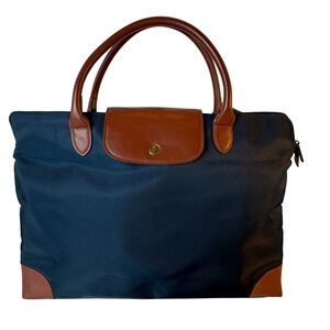 Fintie Navy Laptop Tote Bag Brown Trim Work Briefcase Shoulder Strap 17"